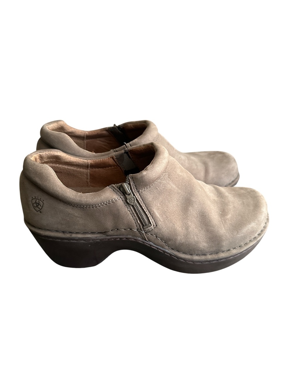 Ariat Women's Leather Side-Zip Clogs Slip-On Shoes Tan Taupe - Size 8.5 B